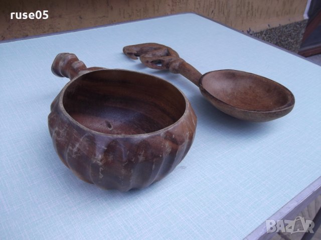 Лъжица и канчок дървени комплект, снимка 2 - Други ценни предмети - 26007170