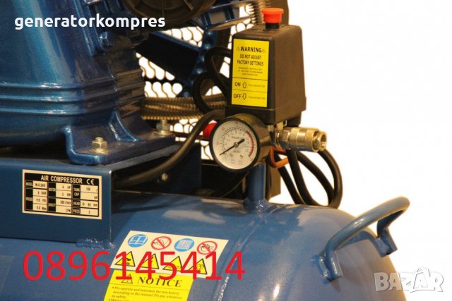 НОВО - Компресор за въздух 100 литра - (трибутален 480 л/мин.) + бояджийски сет, снимка 3 - Други машини и части - 24892960