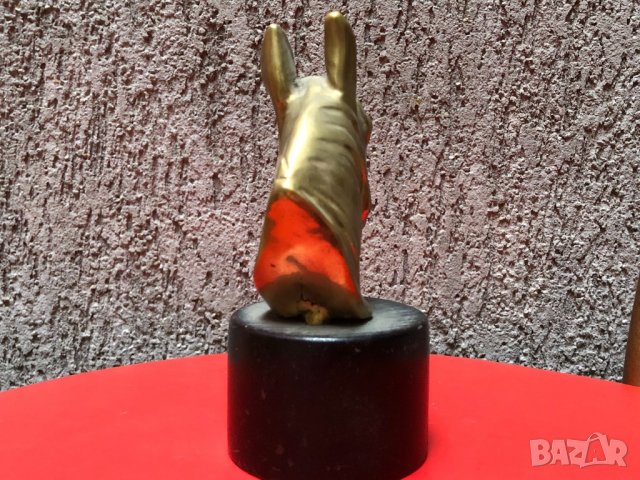 Бронзов бюст конска глава с табелка за надпис, снимка 4 - Статуетки - 24198162