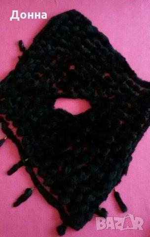 Луксозно дамско пончо естествен черен косъм , снимка 4 - Якета - 22848369