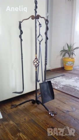 Стойка за камина от ковано желязо, изцяло ръчна изработка, снимка 3 - Други стоки за дома - 23595289