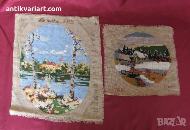 19 век Стари Ръчно Шити Гоблени 2 броя Загреб, снимка 10 - Антикварни и старинни предмети - 25417510