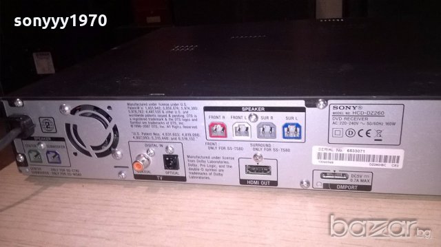 sony hcd-dz260 dvd/usb/hdmi receiver-за ремонт-внос швеицария, снимка 14 - Ресийвъри, усилватели, смесителни пултове - 19309821
