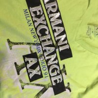 Мъжка тениска Armani Exchange Neon Green Silver Reflective S Small, снимка 2 - Тениски - 26010155