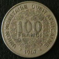 100 франка 1967, Западно Африкански Щати, снимка 1 - Нумизматика и бонистика - 14459326