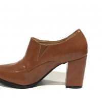 Дамски кожени обувки с ток и цип , снимка 3 - Дамски боти - 19490371