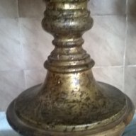 стара нощна лампа от дърво и метал, снимка 3 - Настолни лампи - 15066013