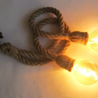Висящa лампa - Корабно въже -  за две крушки, снимка 3 - Лампи за таван - 20949705