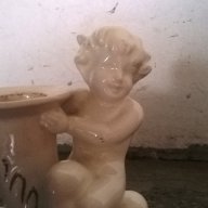 порцеланов свещник с херувимче, снимка 2 - Антикварни и старинни предмети - 17795501