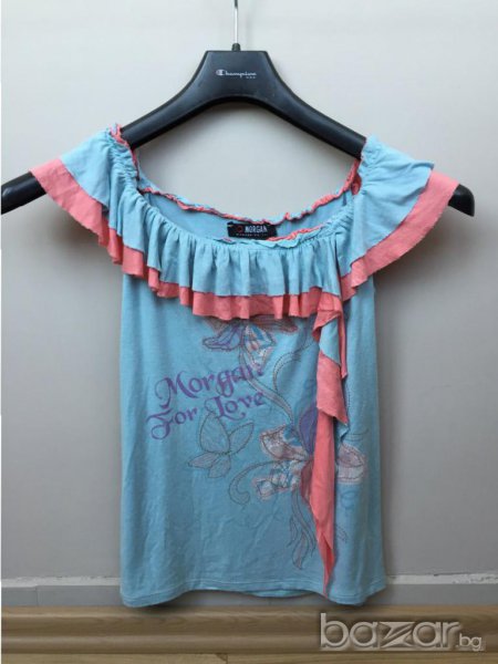 Дамска блуза MORGAN оригинал, с волани, от фина вискоза, размер S, снимка 1