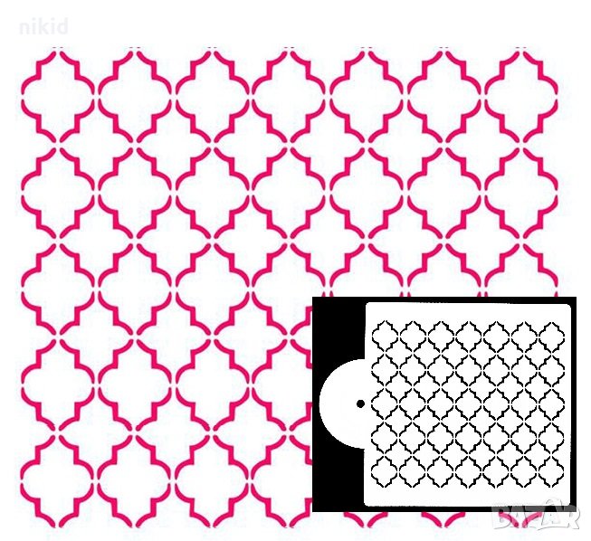 Заоблени ромбове каро шаблон стенсил спрей за торта украса кекс декорация с пудра захар, снимка 1