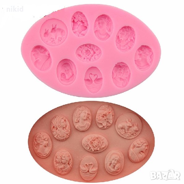10 вида малки овал брошка жена силиконов молд форма декорация торта фондан смола бижу и др украса, снимка 1