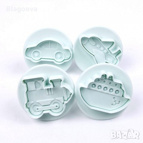 Резци с бутало – превозни средства: корабче, количка, самолетче и влакче, снимка 2 - Форми - 22166417