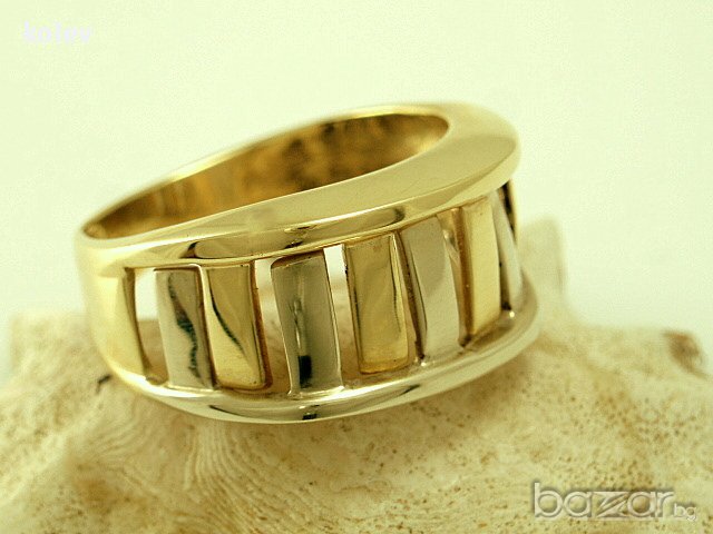 златен пръстен ЖЪЛТО И БЯЛО злато 4.01 грама/ размер №57, снимка 3 - Пръстени - 11214586