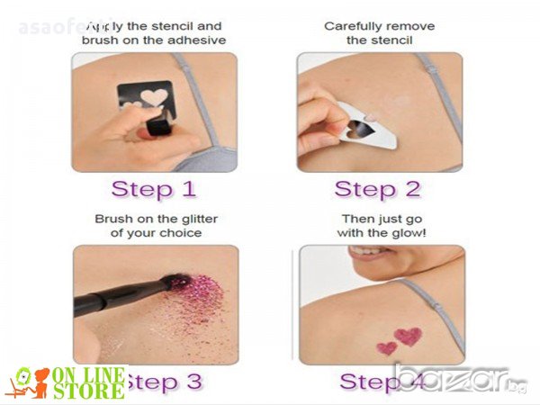  Комплект за татуировка - Shimmer Glitter Tattoos, снимка 2 - Други - 10048167