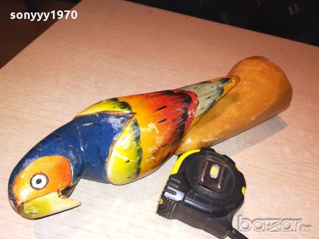 ретро колекция-папагал-дърво/лак-33х10см-внос франция, снимка 5 - Антикварни и старинни предмети - 20245035