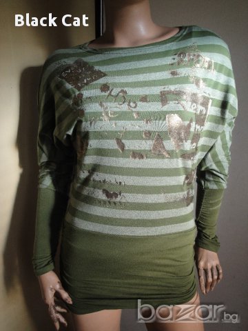 Атрактивна зелена дамска туника / блуза с дълъг ръкав, ръкави, къса рокля, дамски топ, снимка 3 - Туники - 8472139