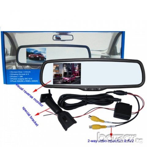+ камера Lcd дисплей в огледало за задно виждане задно виждане- парктроник системи, снимка 2 - Аксесоари и консумативи - 10526635