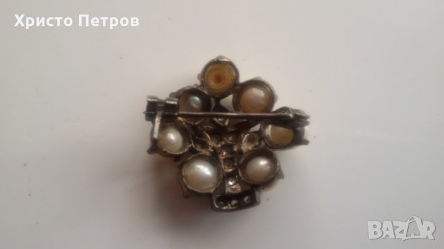 Старинна брошка накит с перли сребро - изключителна, снимка 8 - Колиета, медальони, синджири - 23670295