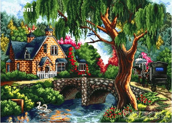  гоблен"ПРЕКРАСНО ЛЯТО"-д44;размери/32*24/см.;57 цвята;36лв., снимка 2 - Гоблени - 8317922