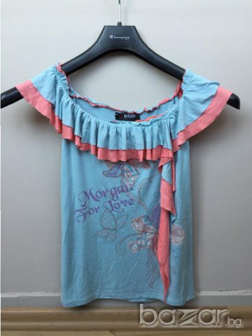 Дамска блуза MORGAN оригинал, с волани, от фина вискоза, размер S, снимка 1 - Тениски - 11117962