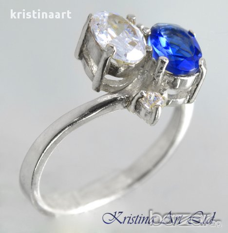 Сребърен пръстен с кристали Сваровски , снимка 2 - Пръстени - 10093295