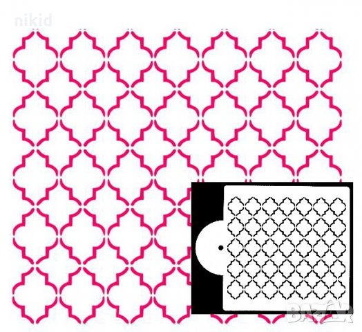 Заоблени ромбове каро шаблон стенсил спрей за торта украса кекс декорация с пудра захар