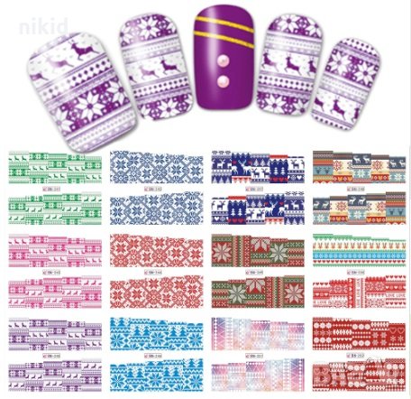 48 микс коледни ваденки слайдери за цял нокът за нокти маникюр , снимка 2 - Продукти за маникюр - 25176421