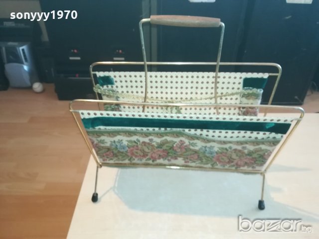 поставка за вестници-в златисто-метал и плат-внос швеицария, снимка 7 - Антикварни и старинни предмети - 21151180