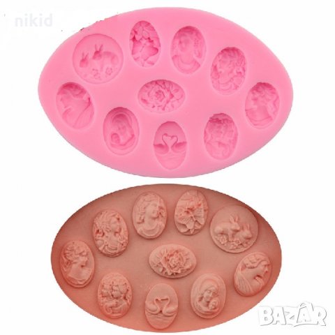 10 вида малки овал брошка жена силиконов молд форма декорация торта фондан смола бижу и др украса
