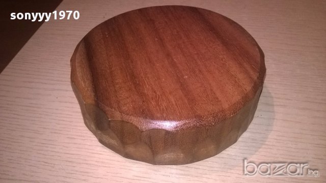 Ретро купа кръгла 15.5х4.5см-тиково дърво-внос швеицария, снимка 6 - Антикварни и старинни предмети - 17245320