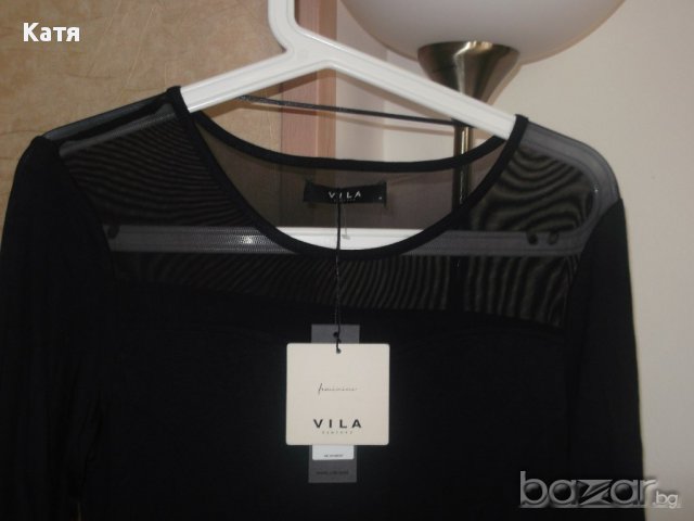 Нова черна дамска рокля Vila с тюл, М, от 40 евро, снимка 8 - Рокли - 14618488