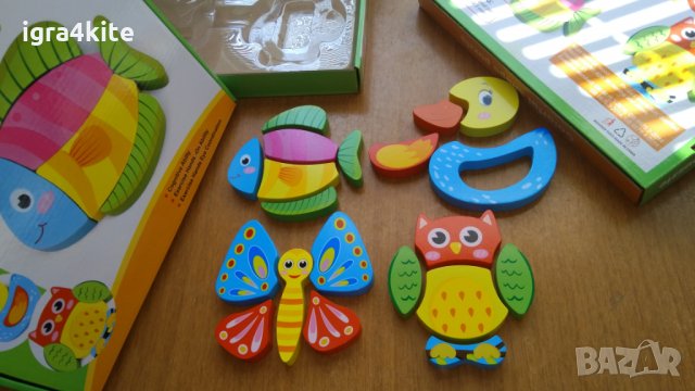 Комплект 4 бр. дървени животинчета пъзели със съставни части , снимка 4 - Образователни игри - 26162393