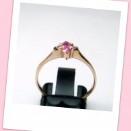  златен пръстен с розов цирконий 1.34 грама, размер №53.5, снимка 2 - Пръстени - 13729043