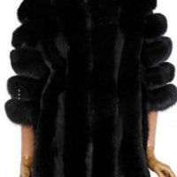Дамско палто от лисица елегантно черно, снимка 1 - Палта, манта - 20245266