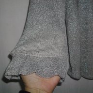 Кокетна еластична сребърна блуза "Fendi"® / голям размер, снимка 5 - Блузи с дълъг ръкав и пуловери - 15921690