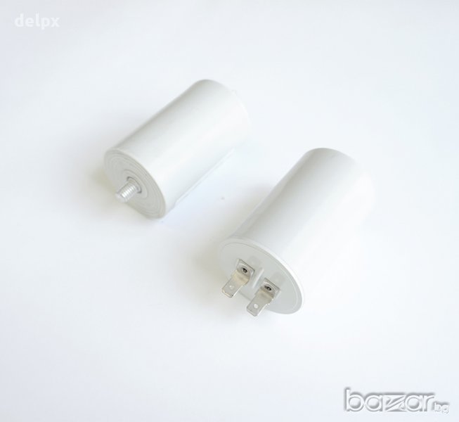 Работен кондензатор 420V/470V 30µF с 2 каб.обувки и резба, снимка 1
