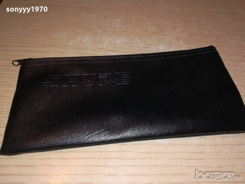shure-кожен калъф с цип за микрофон-21х10см-нов, снимка 1