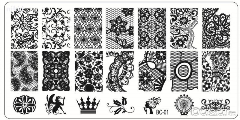 декорации дантела плочка / щампа шаблон за печат на нокти - Нова BC-01, снимка 1
