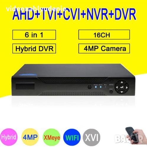 6в1 Мултихибриден 16 Канален UltraHD 4K Hexaplex XVR DVR за AHD CVI TVI XVI IP 4MPx,3MPx,2MPх Камери, снимка 1