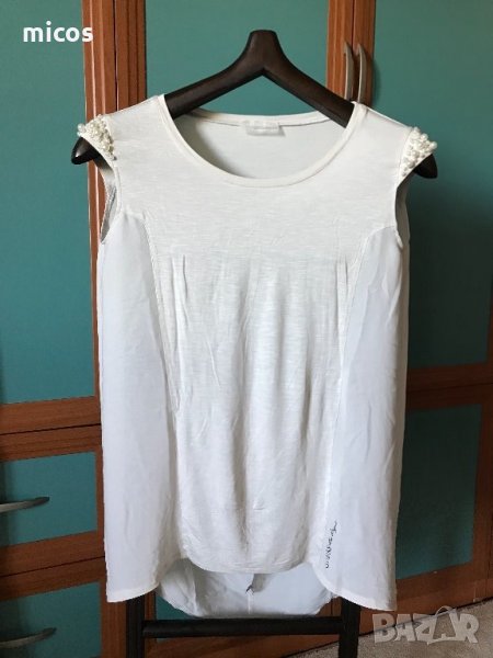 15 лв до 30.07!Guess,нова блуза с перли, еластична, цвят пудра, снимка 1