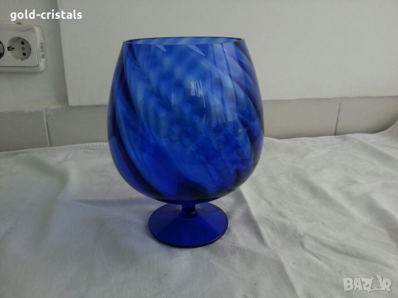 Кристална купа ваза чаша кобалт , снимка 1
