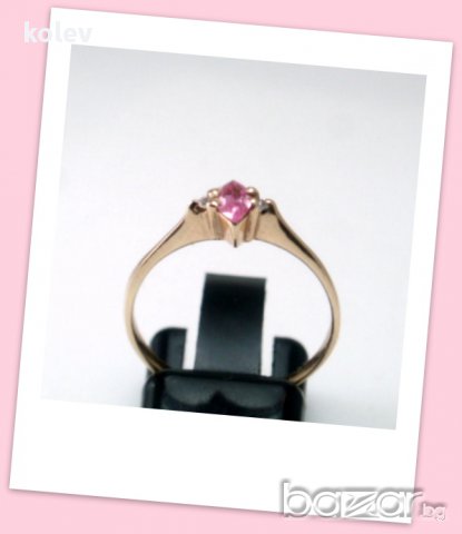  златен пръстен с розов цирконий 1.34 грама, размер №53.5, снимка 2 - Пръстени - 13729043