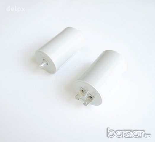 Работен кондензатор 420V/470V 30µF с 2 каб.обувки и резба, снимка 1