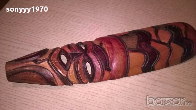 Африканска дървена маска-28х8см-внос швеицария, снимка 1 - Антикварни и старинни предмети - 17393806