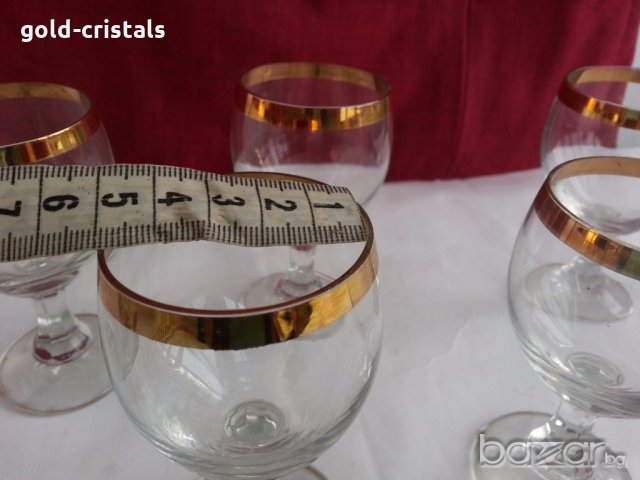 Ретро кристални чаши с златен кант , снимка 5 - Антикварни и старинни предмети - 19581397