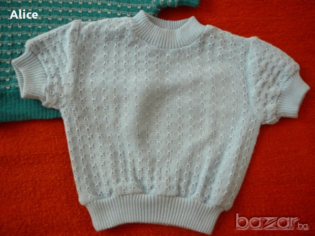 Две блузки, машинно плетени с къс ръкав за 1-2 годинки, снимка 4 - Бебешки блузки - 15828035