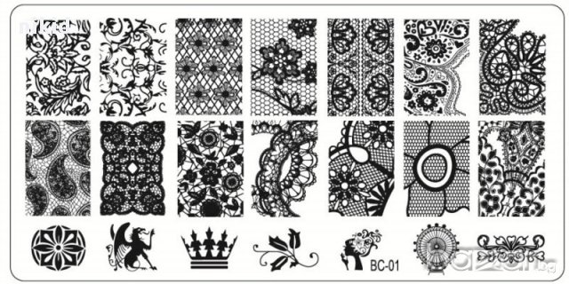 декорации дантела плочка / щампа шаблон за печат на нокти - Нова BC-01