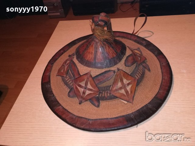 автентична тибетска/монголска шапка-46х22см-внос швеицария, снимка 18 - Колекции - 20285414