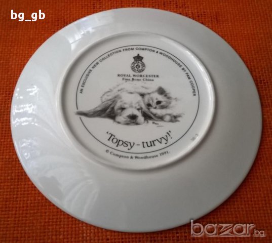 Декоративна чиния - кокер и котка, снимка 4 - Декорация за дома - 15375670